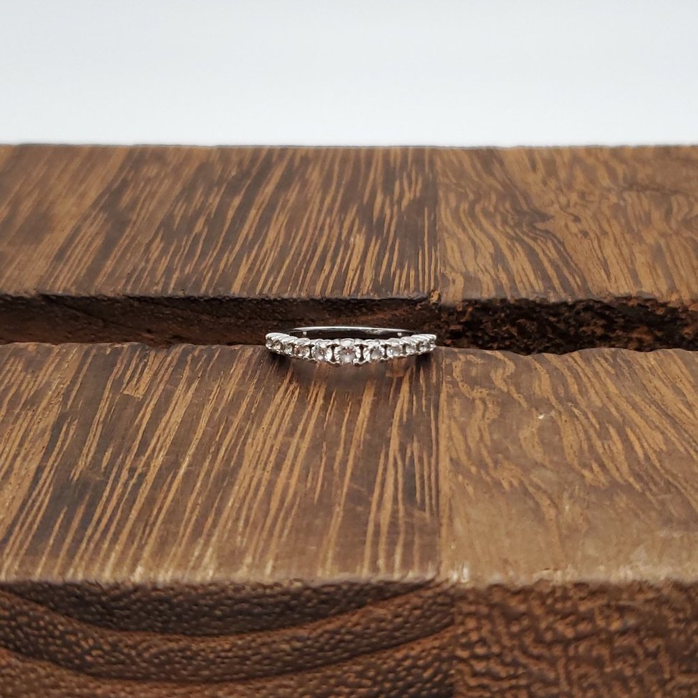 Size 7 925 Sterling Silver Cute Tiered Cubic Zirconia Gemstone Ring